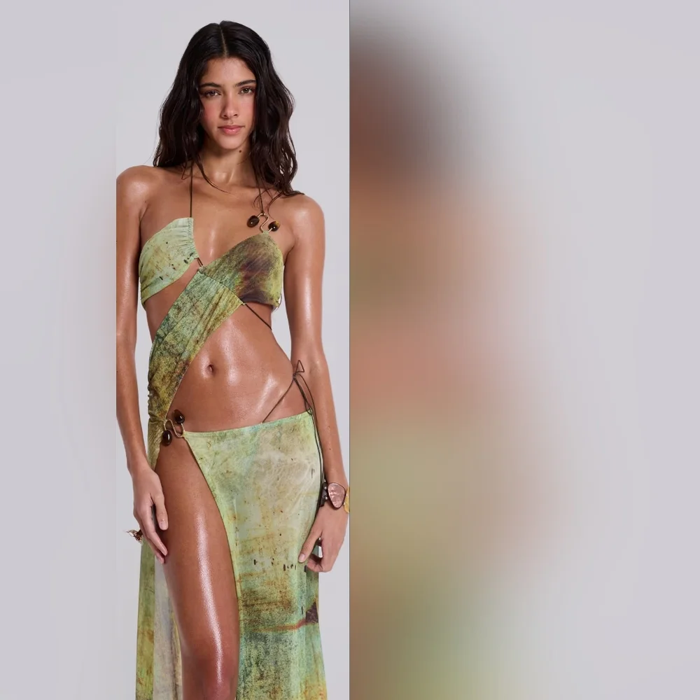 BB2. NWT JADED LONDON CANTHA ASYMMETRIC CUT OUT MAXI DRESS IN LAGOON - Picture 5 of 10